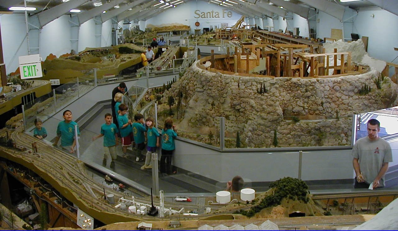 The layouts as seen from the far left of the building (behind HO Scale 