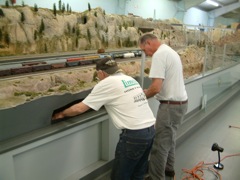 Harry Critchfield, Bob Brown working on the tunnel scene