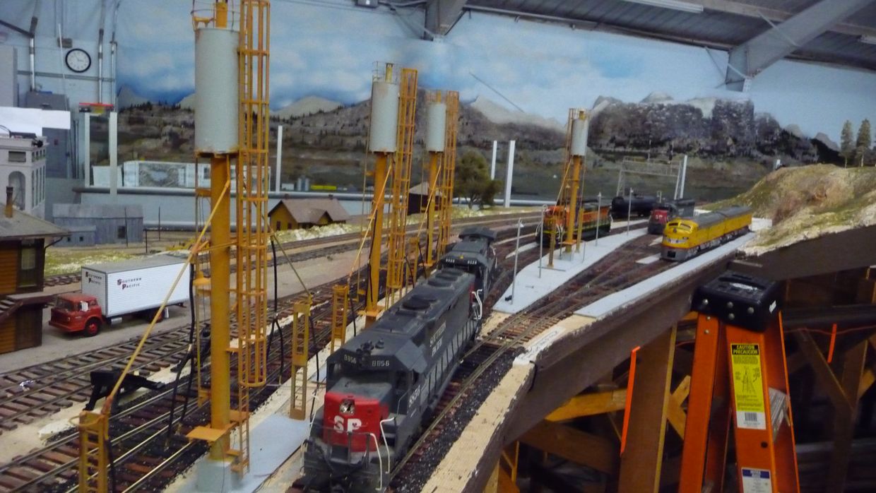 Sanding towers at Diesel yard lead tracks.  Rowe 7 Jan 11