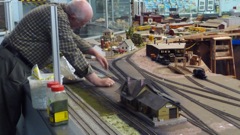 Mark Francis working on scenery at Eureak yard  29 Oct 10