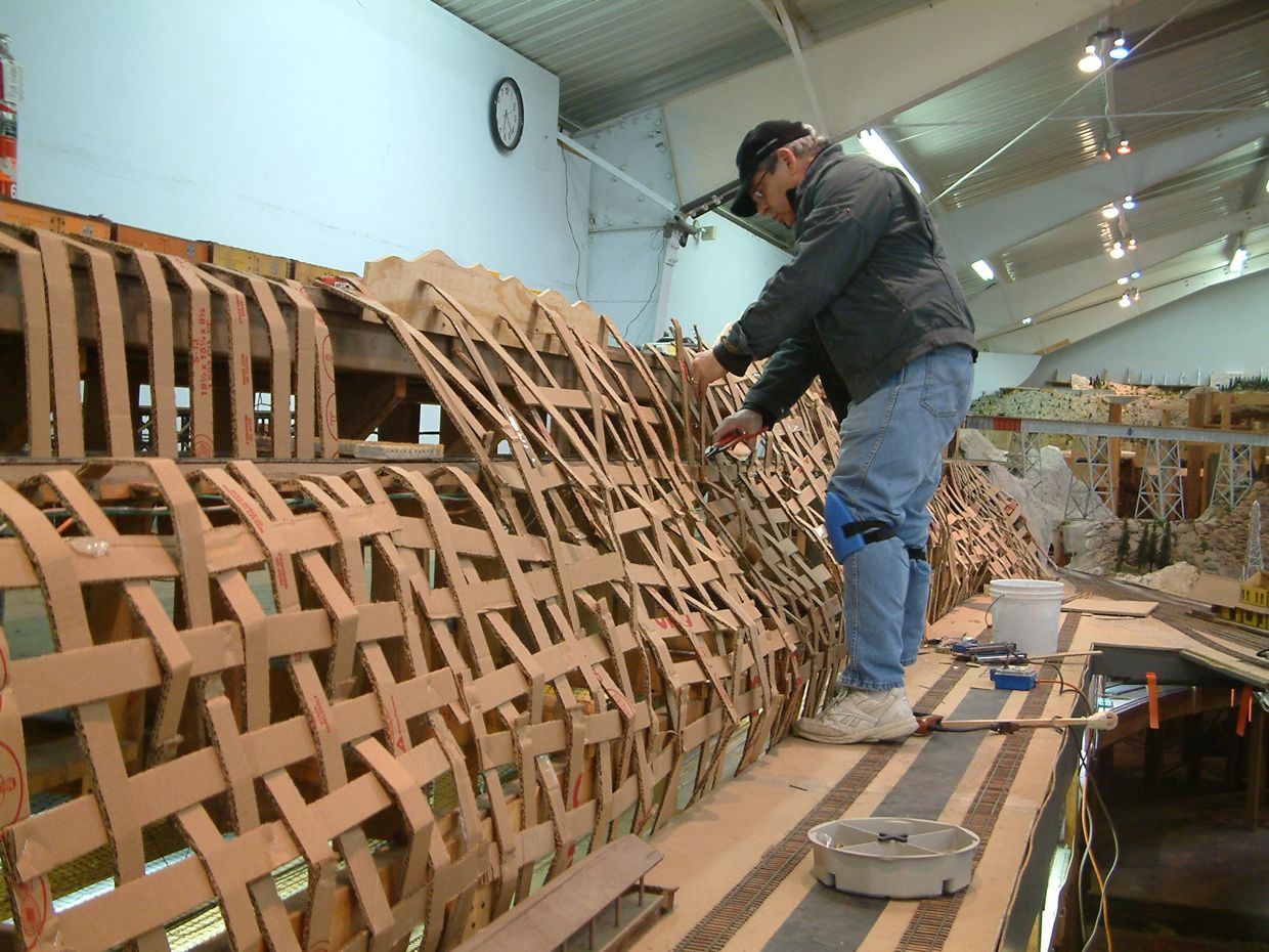 Jeff Heller working on Midway scenery