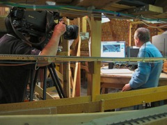 Tracks Ahead filming Jeff Rowe at O scale Computers at GSMRM