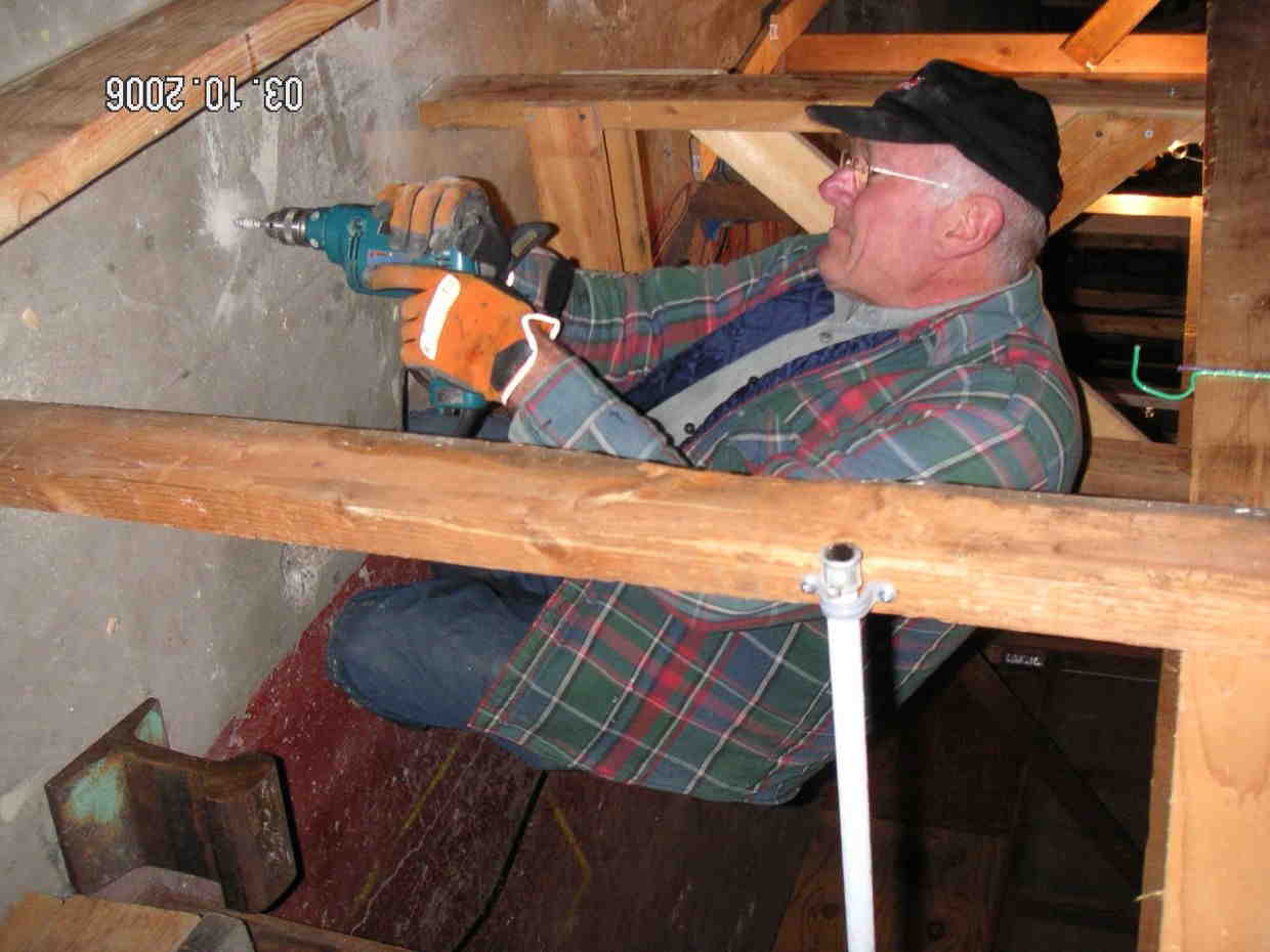 Mar 2006:Mark Francis forming walkway ramp near Departure/Arrival Panels. 